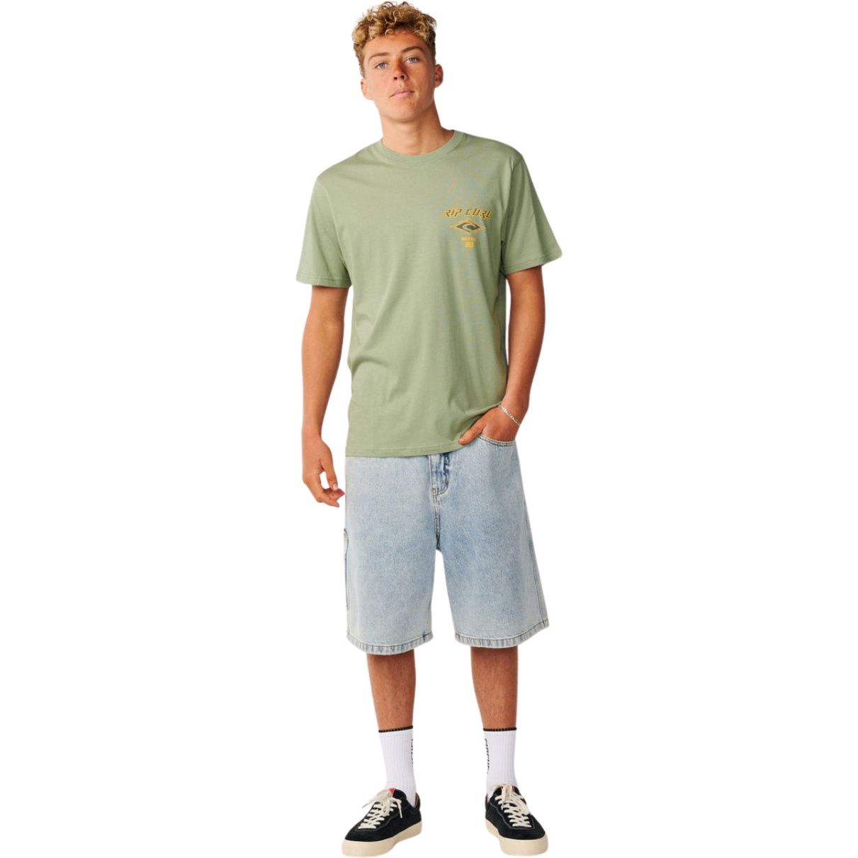 Rip Curl Mens Fade Out Icon T-Shirt 12GMTE - Sage